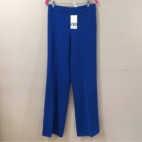 Zara Pants - ZARA Womens M Straight Leg Pants TROUSERS Royal Blue Hi Rise Classic New 2515